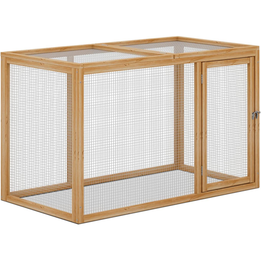 Chicken Run for Yard Wood Chicken Cage Rabbit Hutch Bunny Pen with Openable Roof and Side Door, Outdoor Lockable Duck Coop Small Animal Habitat Enclosure Hen Coop Add-Ons, 45 X 24 X 28 Inch