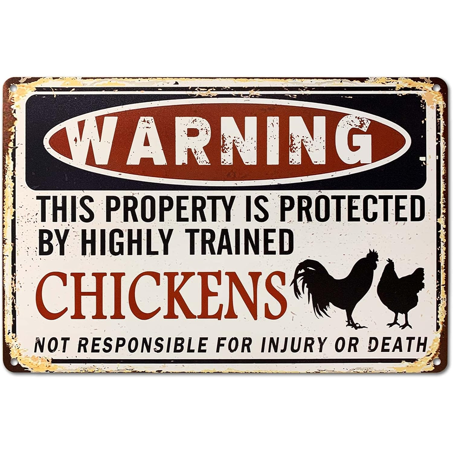 "Beware Of Chicken" Sign - Funny Chicken Coop Decor & Gift For Backyard Chicken Lovers
