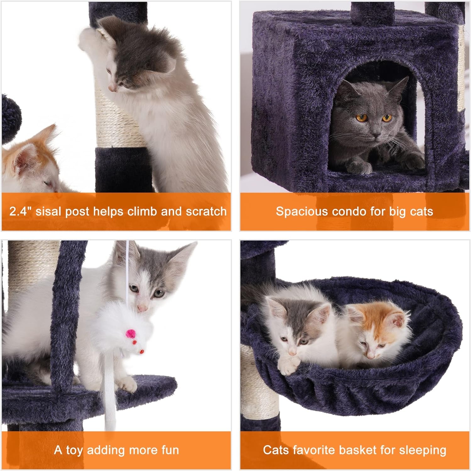 Cat Tree with Toy, Cat Tower Condo for Indoor Cats