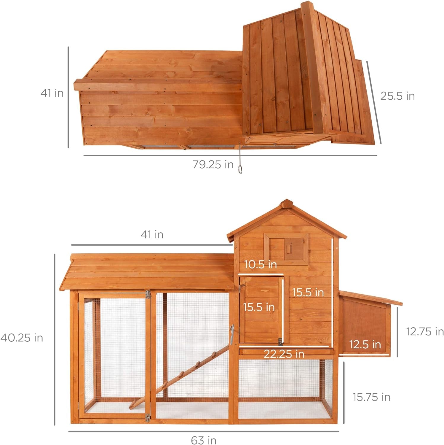 80In Outdoor Wooden Chicken Coop