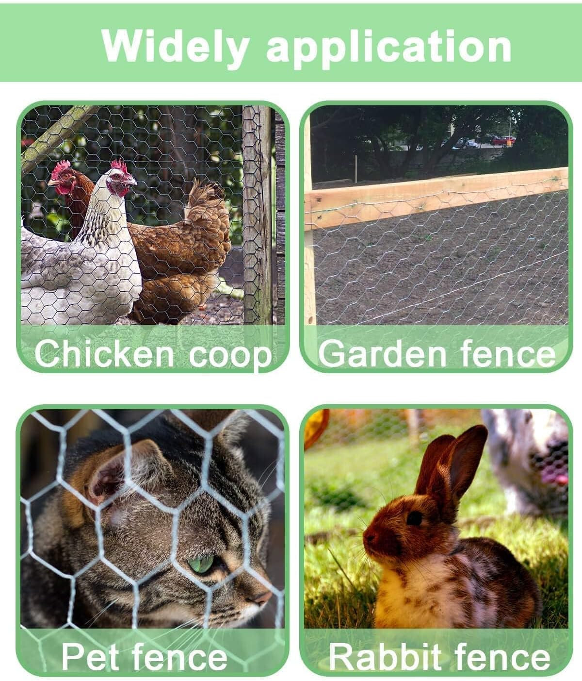 Garden Poultry Chicken Wire Netting - 13.7 '' × 157 '' Garden Fence Animal Barrier, Chicken Wire for Crafts, 1 Inch Mesh Poultry Netting Fence, Pet/Rabbit/Chicken Wire Fencing