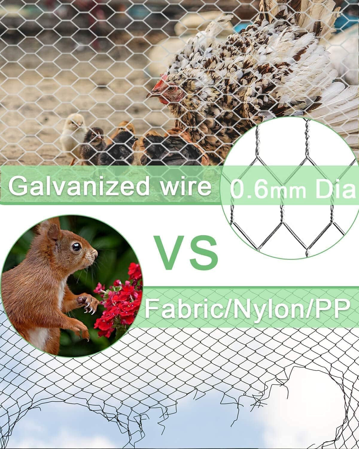 Garden Poultry Chicken Wire Netting - 13.7 '' × 157 '' Garden Fence Animal Barrier, Chicken Wire for Crafts, 1 Inch Mesh Poultry Netting Fence, Pet/Rabbit/Chicken Wire Fencing