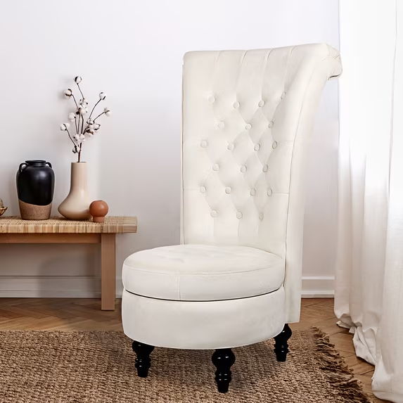 Tolead Royal Velvet High Back Armless Chair w/Storage, Living Room, Furniture, Black