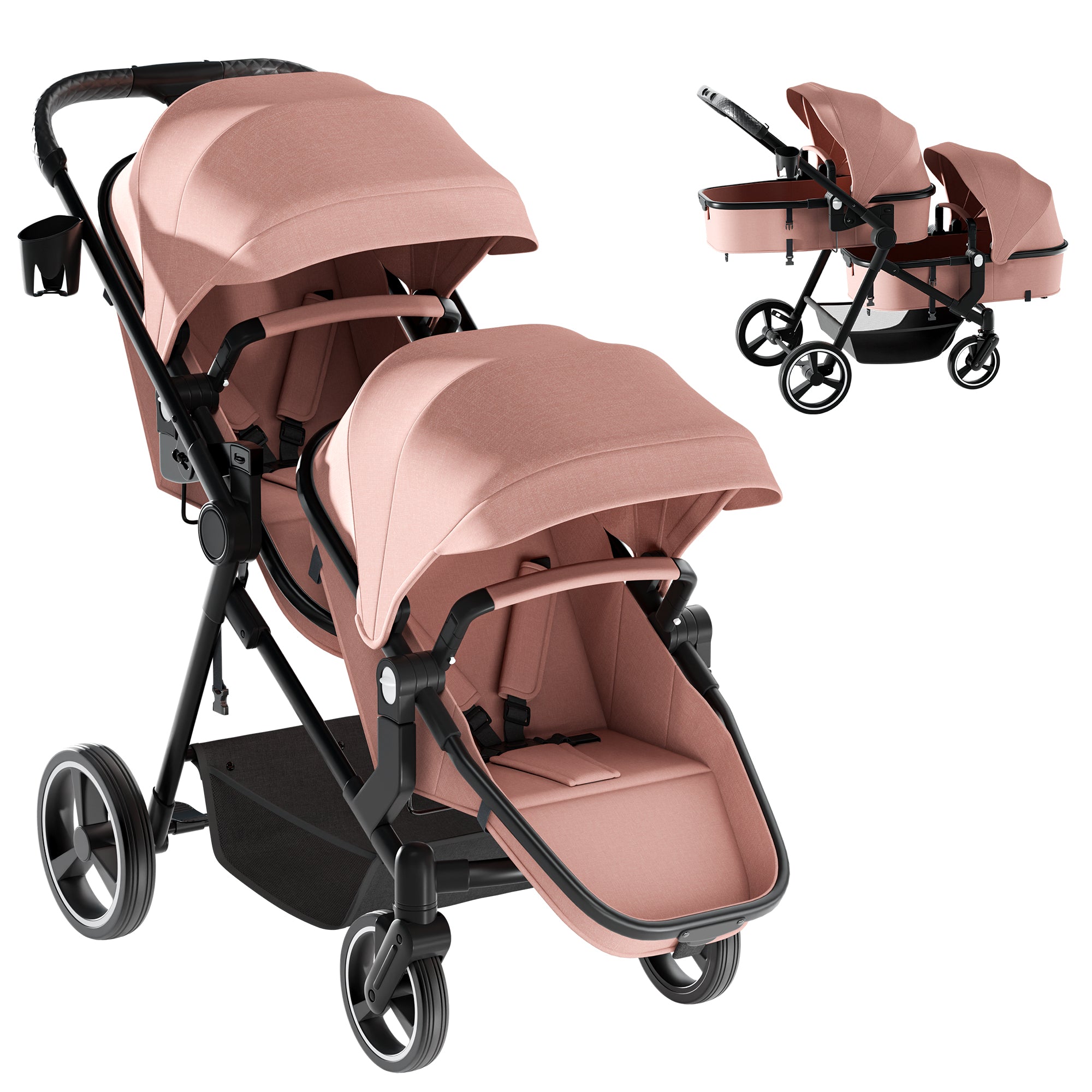 double stroller toddler MU Double Stroller Black