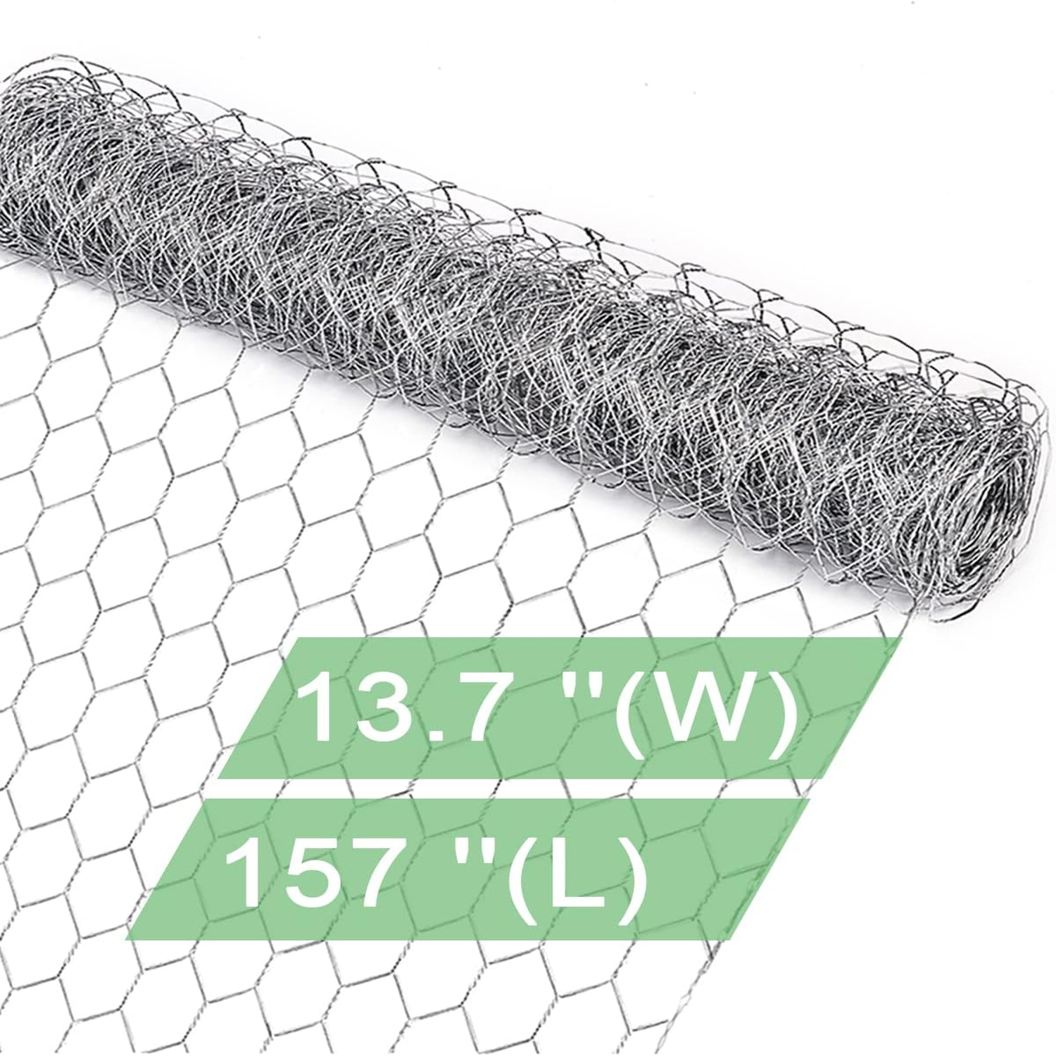 Garden Poultry Chicken Wire Netting - 13.7 '' × 157 '' Garden Fence Animal Barrier, Chicken Wire for Crafts, 1 Inch Mesh Poultry Netting Fence, Pet/Rabbit/Chicken Wire Fencing