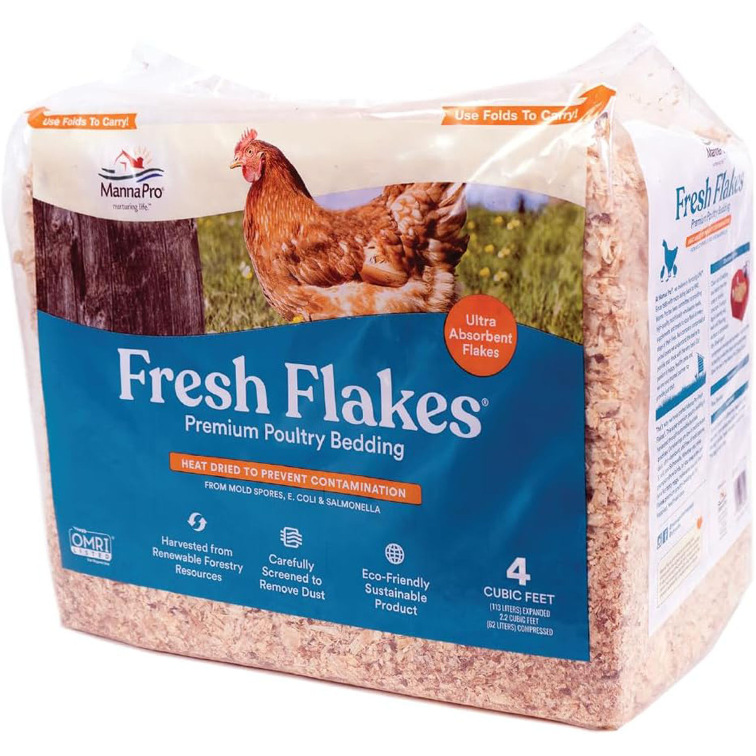 Fresh Flakes | Chicken Coop Bedding | Pine Shavings for Chicken Bedding | 4 Cubic Feet
