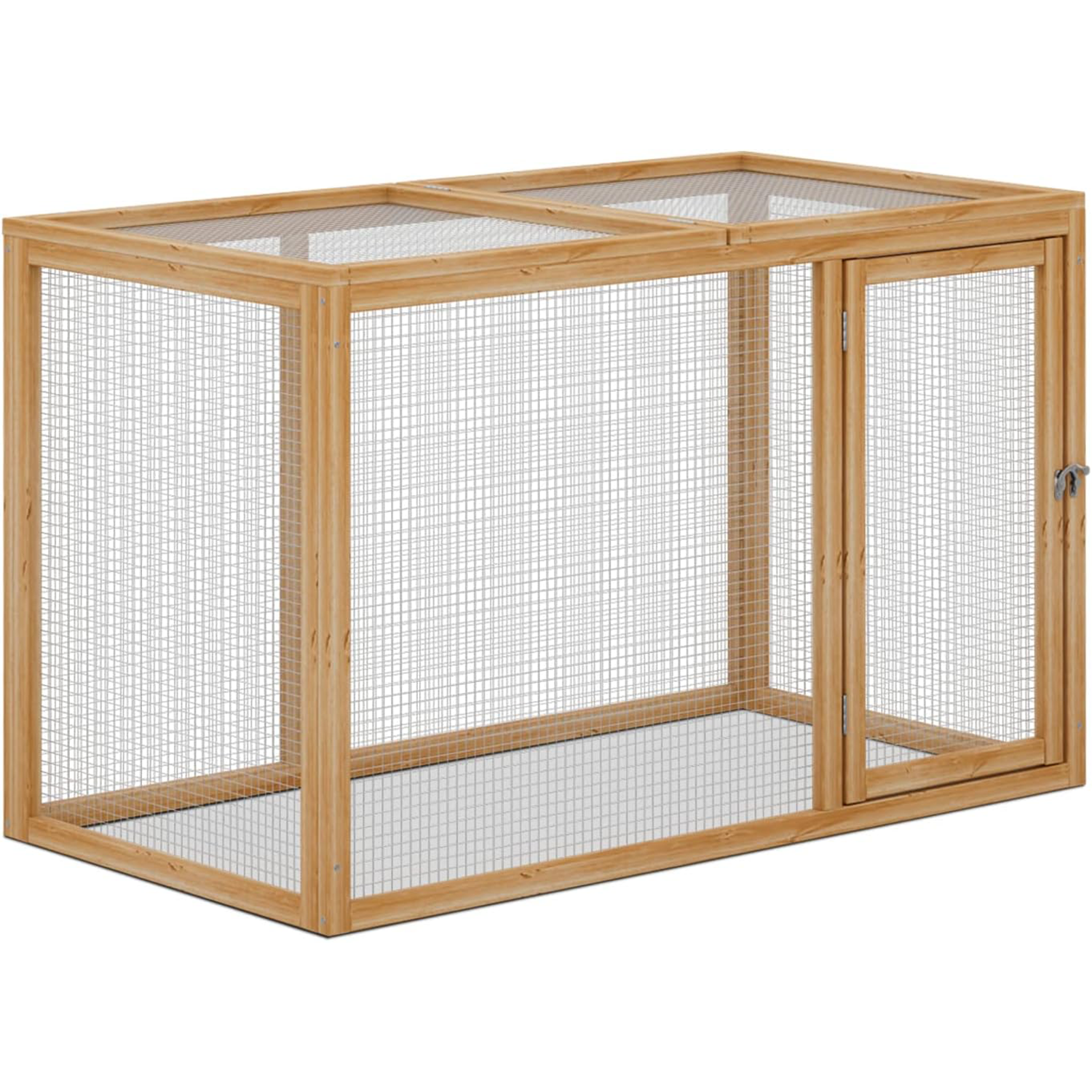 Chicken Run for Yard Wood Chicken Cage Rabbit Hutch Bunny Pen with Openable Roof and Side Door, Outdoor Lockable Duck Coop Small Animal Habitat Enclosure Hen Coop Add-Ons, 45 X 24 X 28 Inch