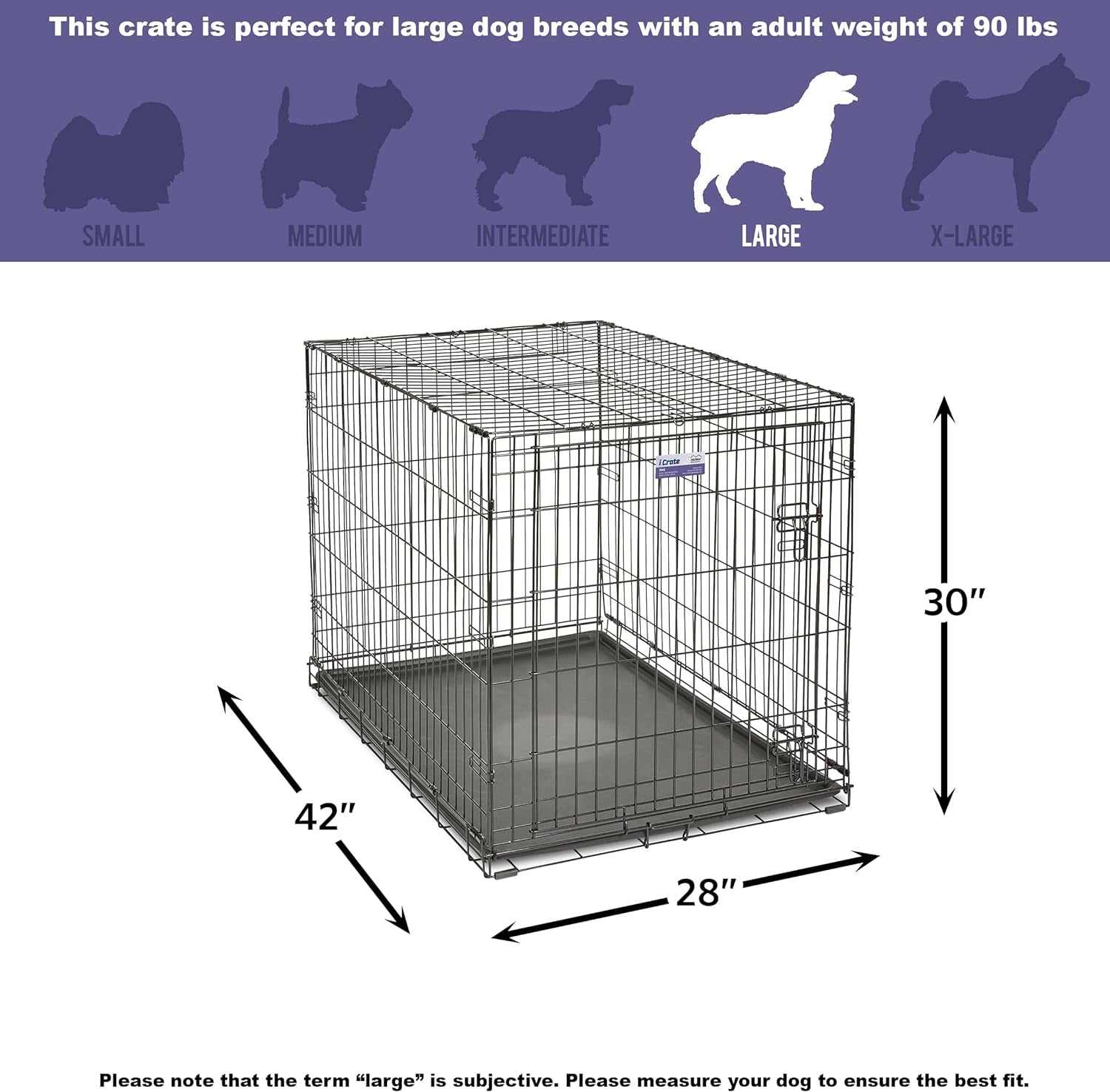 Newly Enhanced Single Door Icrate Dog Crate, Includes Leak-Proof Pan, Floor Protecting Feet, Divider Panel & New Patented Features