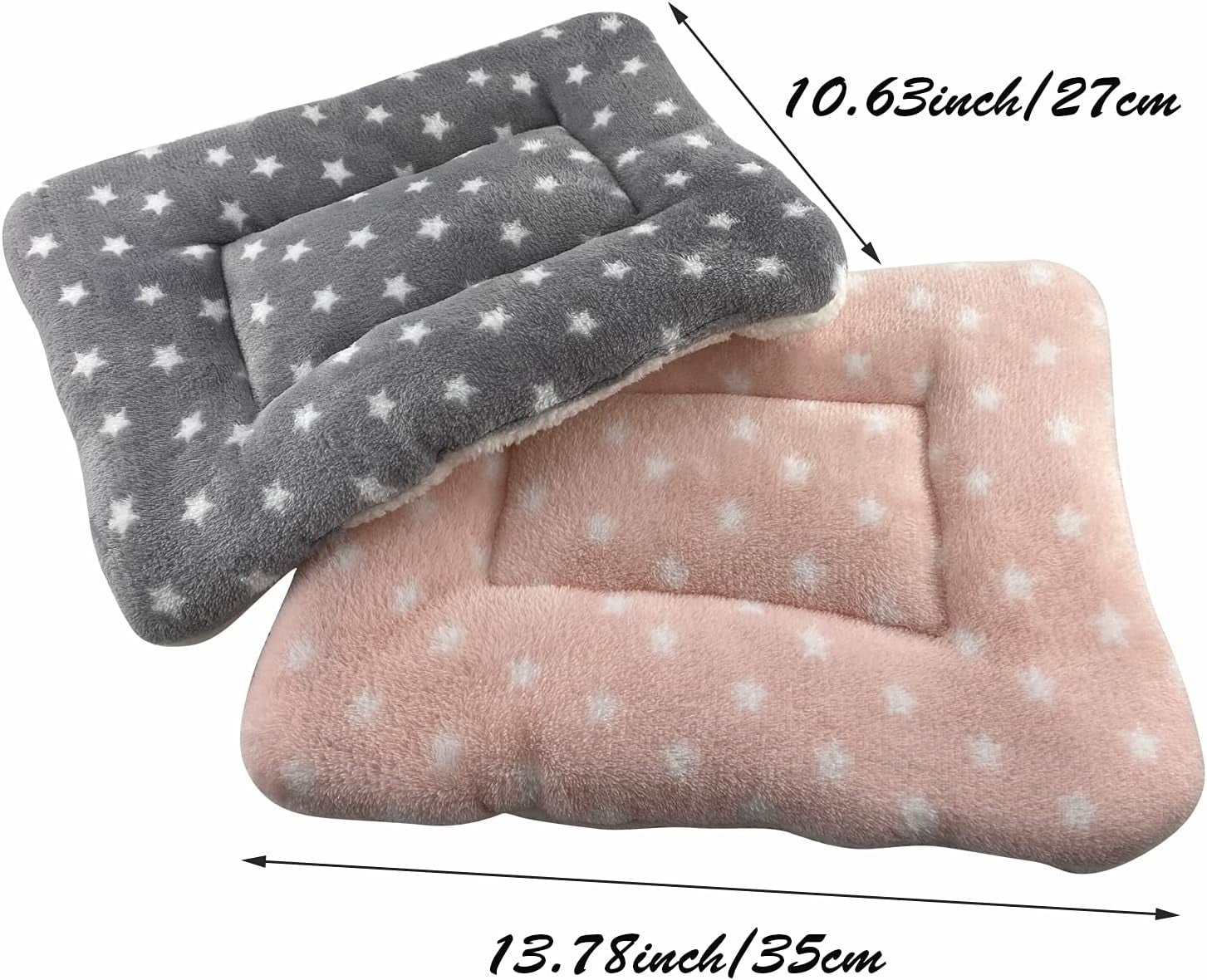 Small Animal Plush Bed, Bunny Bed, for Bunny, Squirrel, Hedgehog, Pink and Gray 2Pcs.