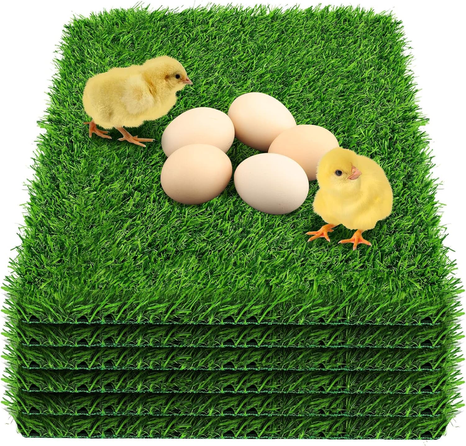 6 Pack Chicken Nesting Box Pads - Washable Artificial Grass Nesting Pads - Chicken Nesting Pads for Chicken Coop and Pet Garden Lawn Indoor Outdoor 12"×12"×1"