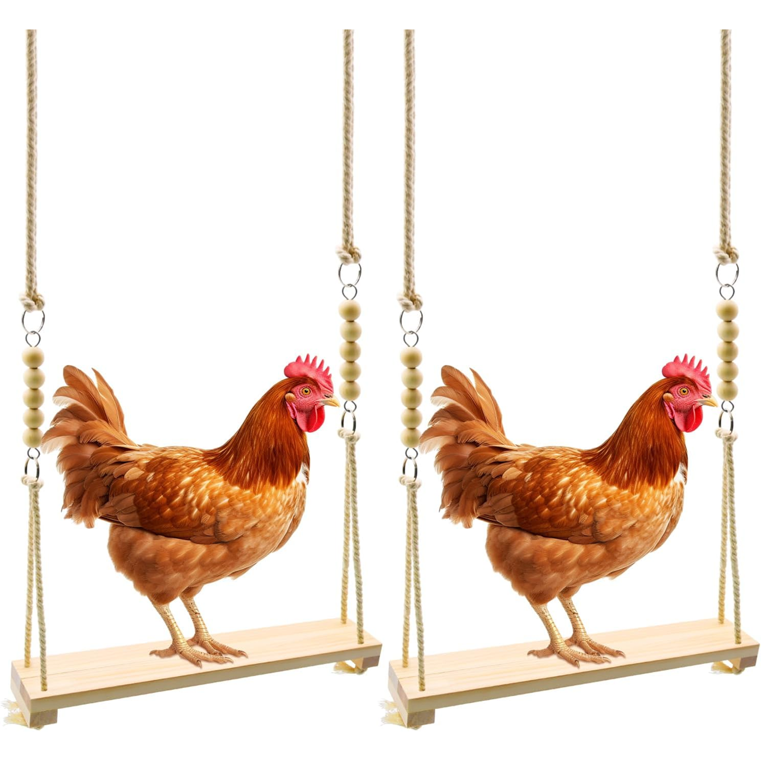 Chicken Swing Toy, Chicken Toy, Wood Chicken Swing Toy, Wood Chicken Swing for Chickens Rooster Poultry Parrots (1Pcs)