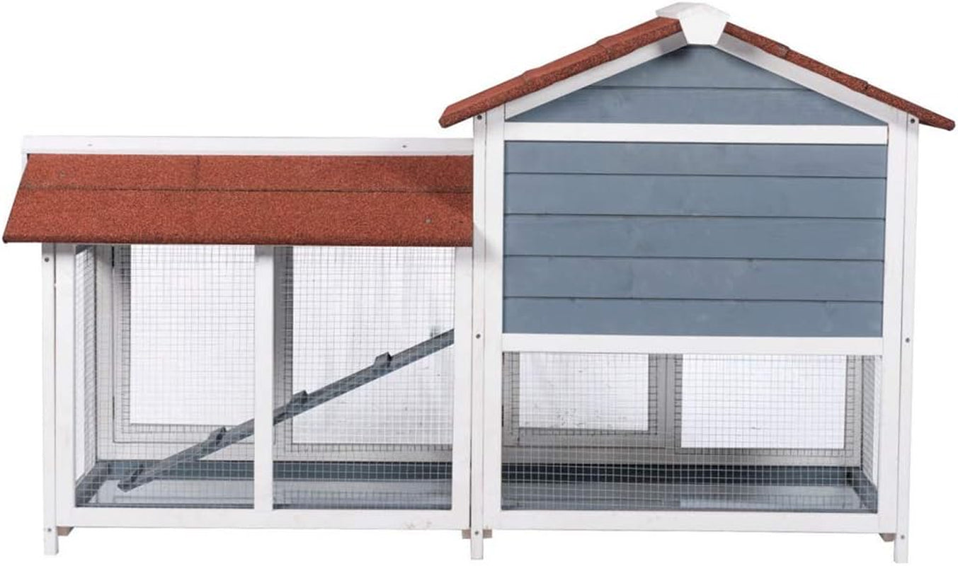 Two Floors 62" Wooden Roof Waterproof Bunny Hutch