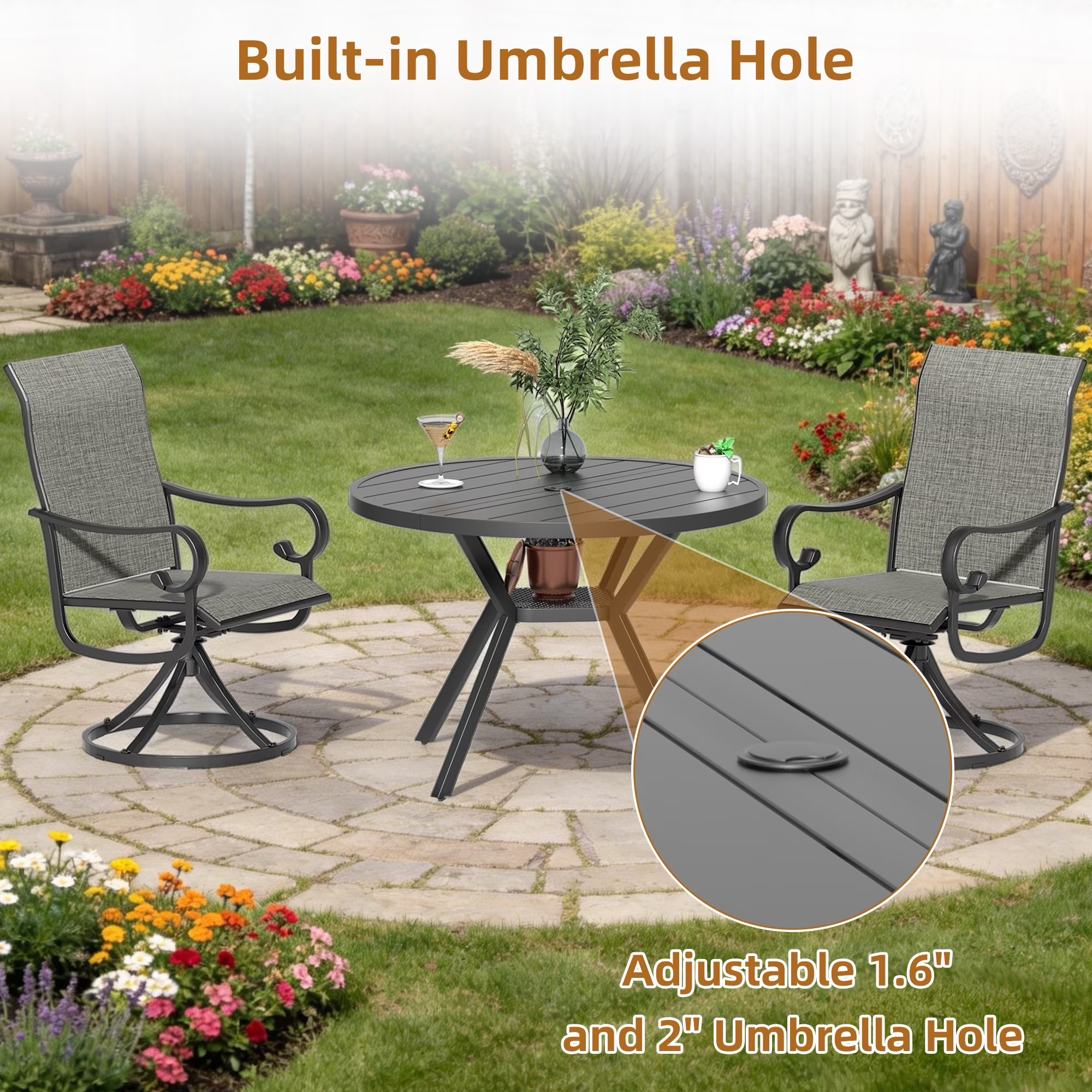 fuchsia patio umbrella Martino Outdoor Natural Grey Granite and Stainless Steel Base GDFStudio Round market patio umbrella with 30 tilt for easy Westin Furniture 9806302 108 Inch