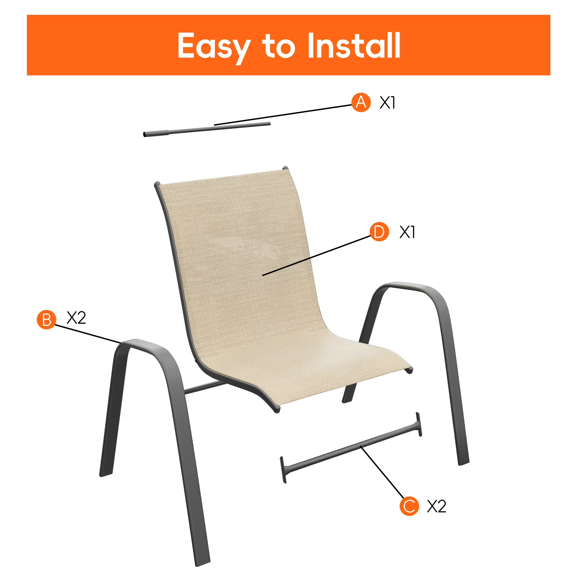 Tolead Outdoor Patio Dining Arm Chairs - Set of 6, Brown