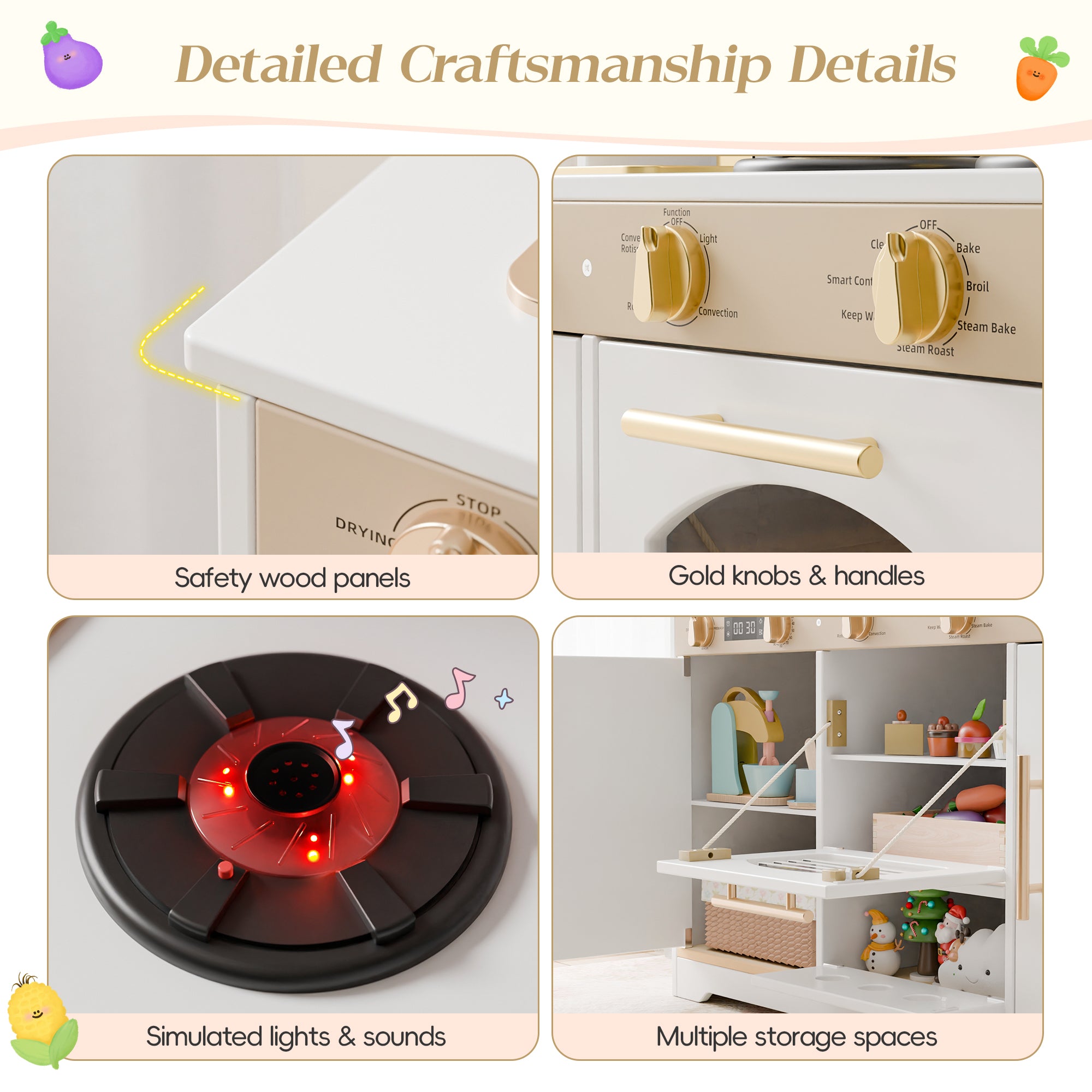 Play Kitchen for Toddlers, Kids Kitchen Playset, Wooden Kitchen Set for Kids with Toy Food and Cookware Accessories, Gift for Ages 3+ Girls Boys. Christmas Green