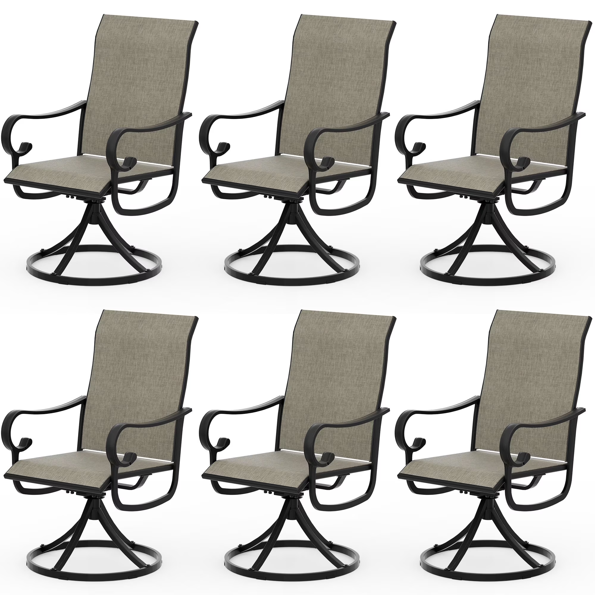 Zidtia Patio Swivel Rocker Chairs Set of 4, High Back Outdoor Dining Chairs with Sturdy Metal Frame, All-Weather Swivel Chairs,Blue