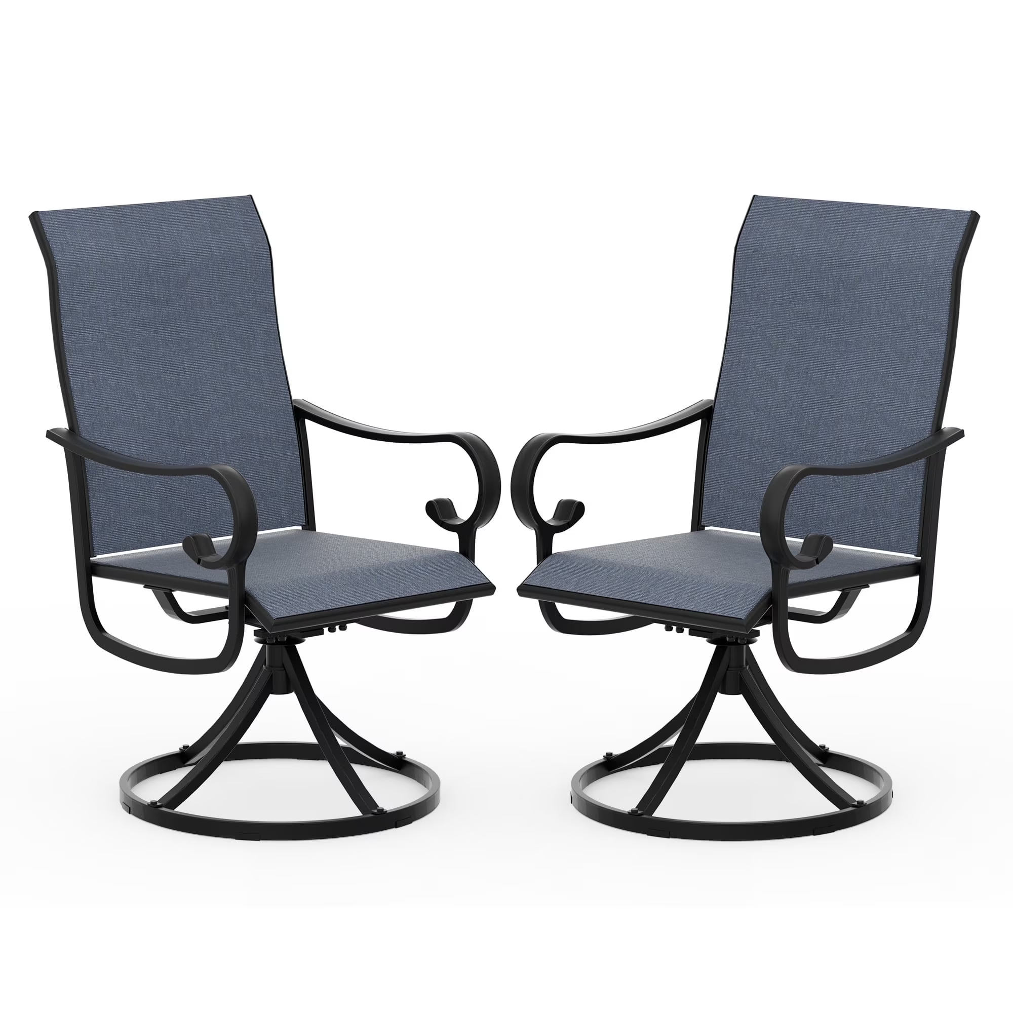 Zidtia Patio Swivel Rocker Chairs Set of 4, High Back Outdoor Dining Chairs with Sturdy Metal Frame, All-Weather Swivel Chairs,Blue