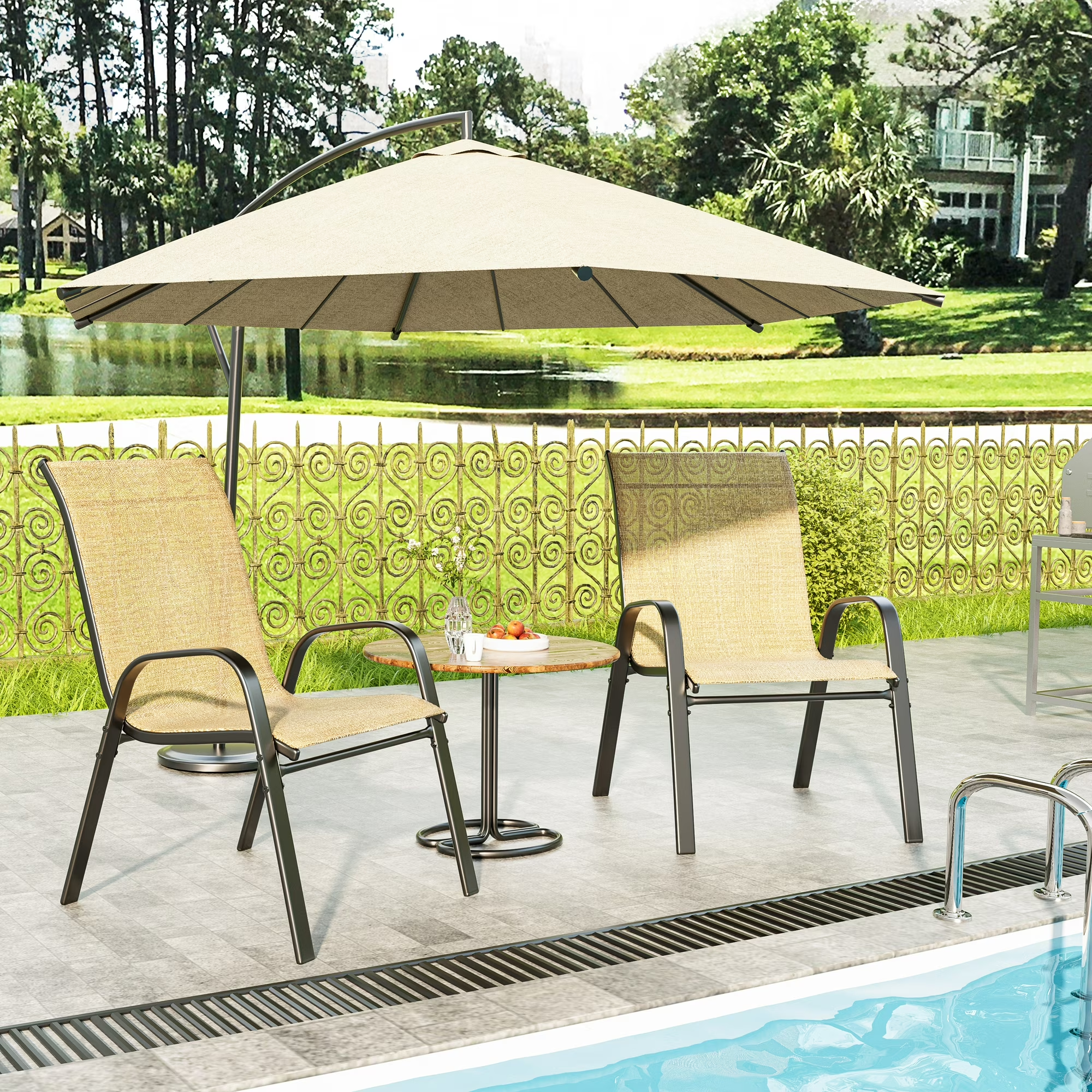 Tolead Outdoor Patio Dining Arm Chairs - Set of 6, Brown