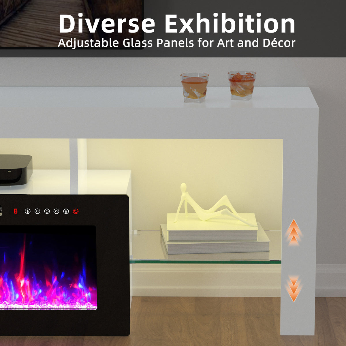 Xilingol 70" Modern TV Stand with Fireplace for TVs up to 80", White