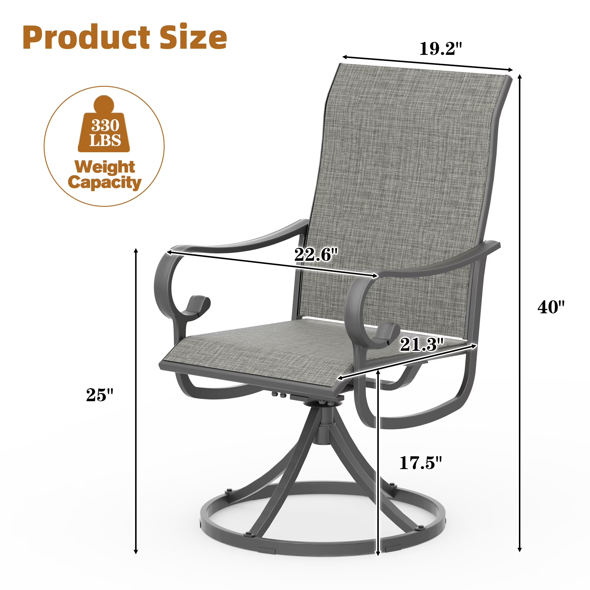 Zidtia 5 Piece Patio Dining Set for 4, 42” Round Metal Table with Umbrella Hole & 4 Swivel Chairs, All Weather Outdoor Patio Furniture Set