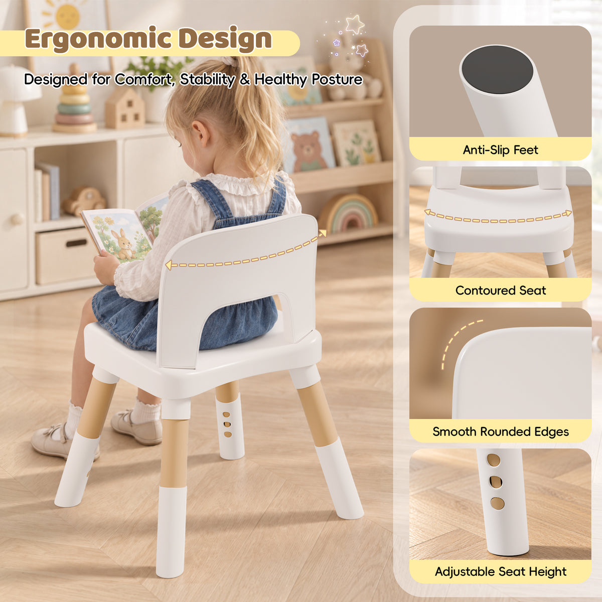 Xilingol 5-in-1 Kids Table and Chairs Set, Sand Painting Box for Toddlers