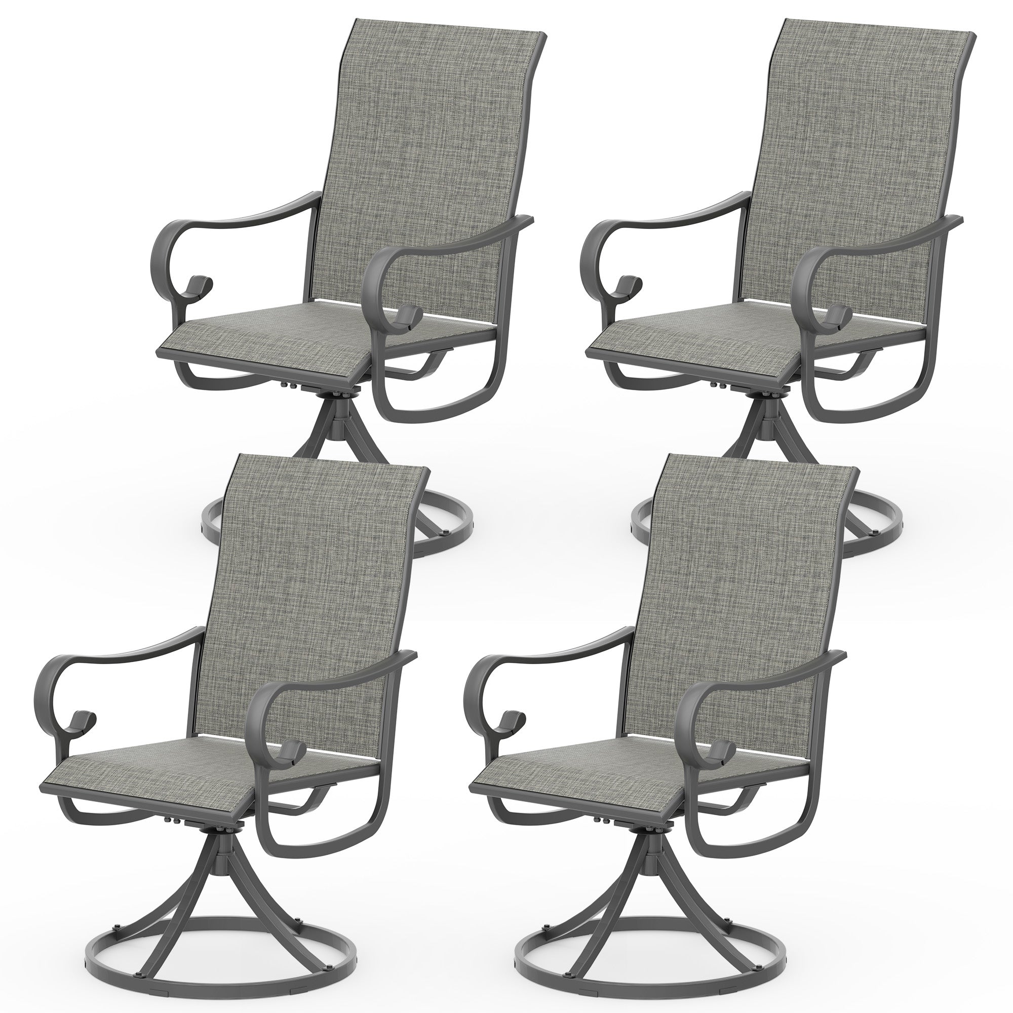Zidtia Patio Swivel Rocker Chairs Set of 4, High Back Outdoor Dining Chairs with Sturdy Metal Frame, All-Weather Swivel Chairs,Blue