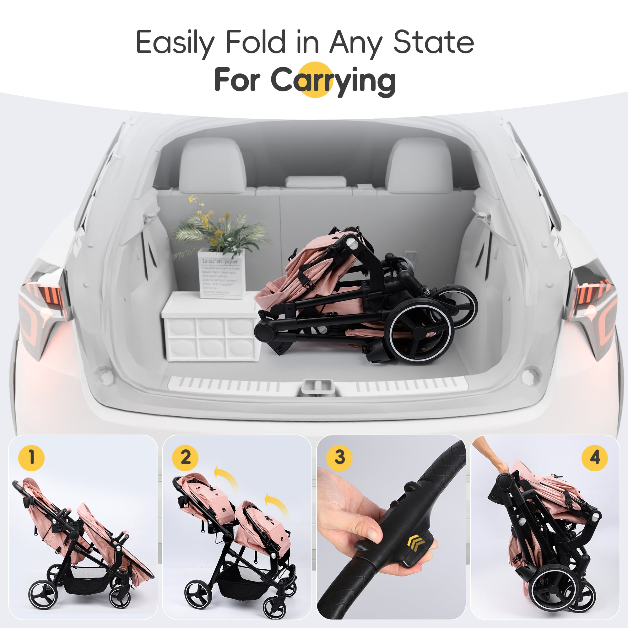 double stroller foldable MU Double Stroller Black