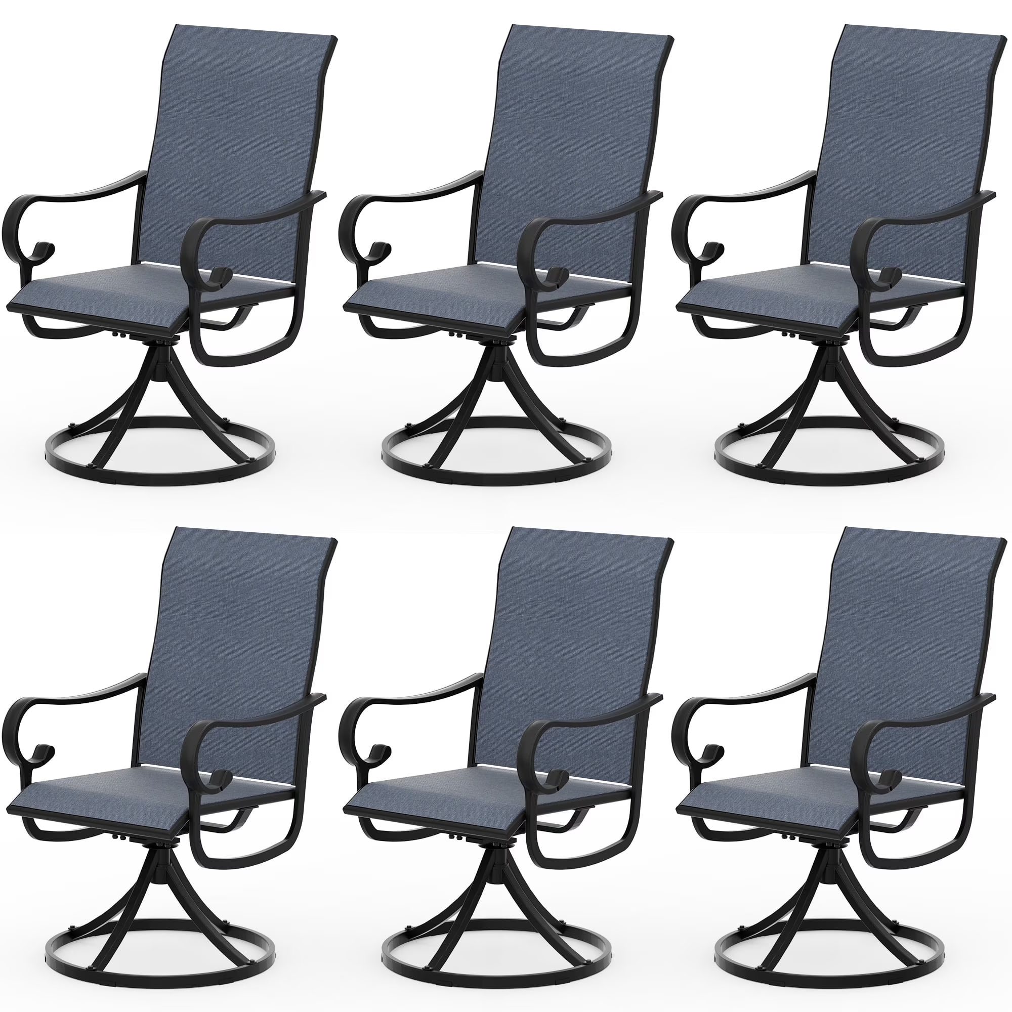 Zidtia Patio Swivel Rocker Chairs Set of 4, High Back Outdoor Dining Chairs with Sturdy Metal Frame, All-Weather Swivel Chairs,Blue