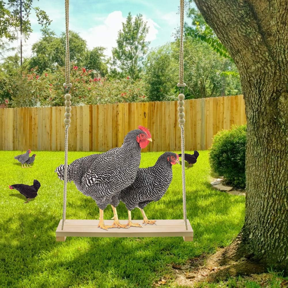 Chicken Swing Toy, Chicken Toy, Wood Chicken Swing Toy, Wood Chicken Swing for Chickens Rooster Poultry Parrots (1Pcs)