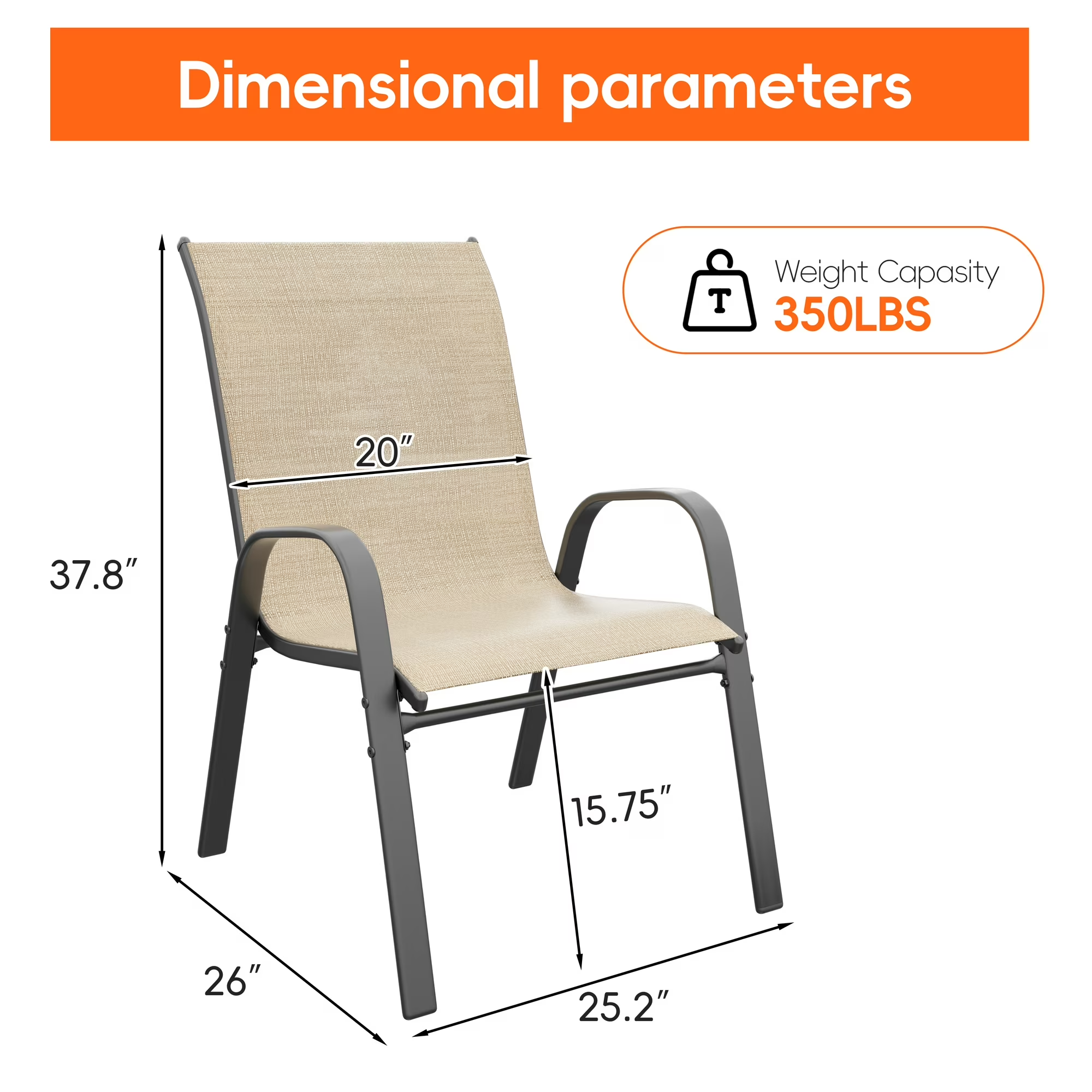 Tolead Outdoor Patio Dining Arm Chairs - Set of 6, Brown