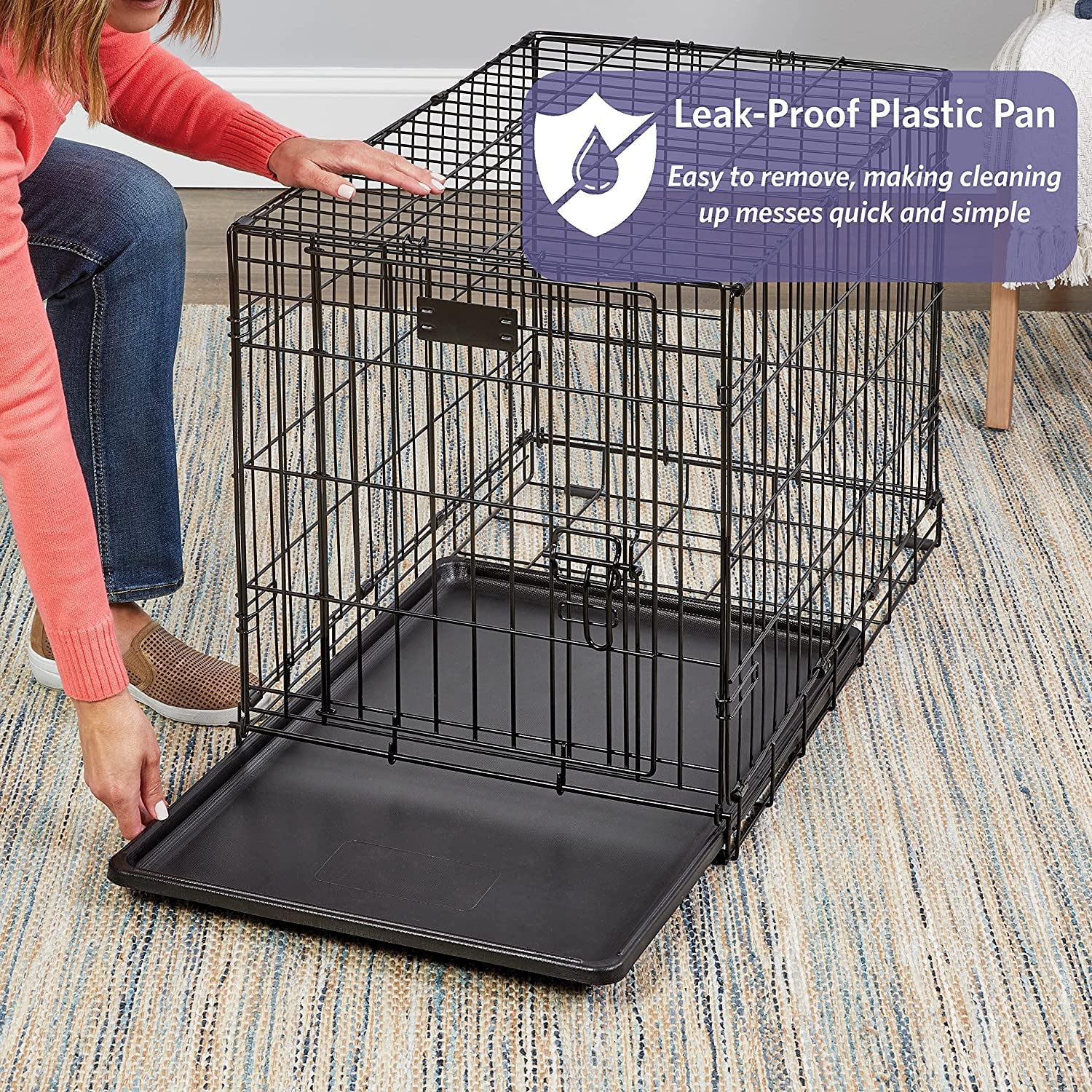 Newly Enhanced Single Door Icrate Dog Crate, Includes Leak-Proof Pan, Floor Protecting Feet, Divider Panel & New Patented Features