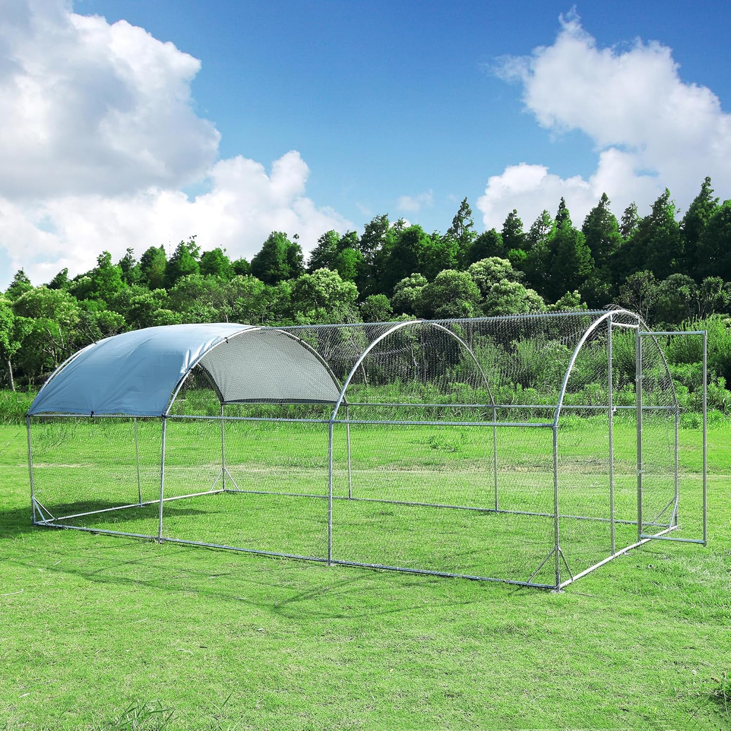 Betterhood Large Metal Chicken Coop Upgrade Tri-Supporting Wire Mesh Chicken Run,Chicken Pen with Water-Resident and Anti-UV Cover,Duck Rabbit House Outdoor(9'W x 19'L x 6.5'H)