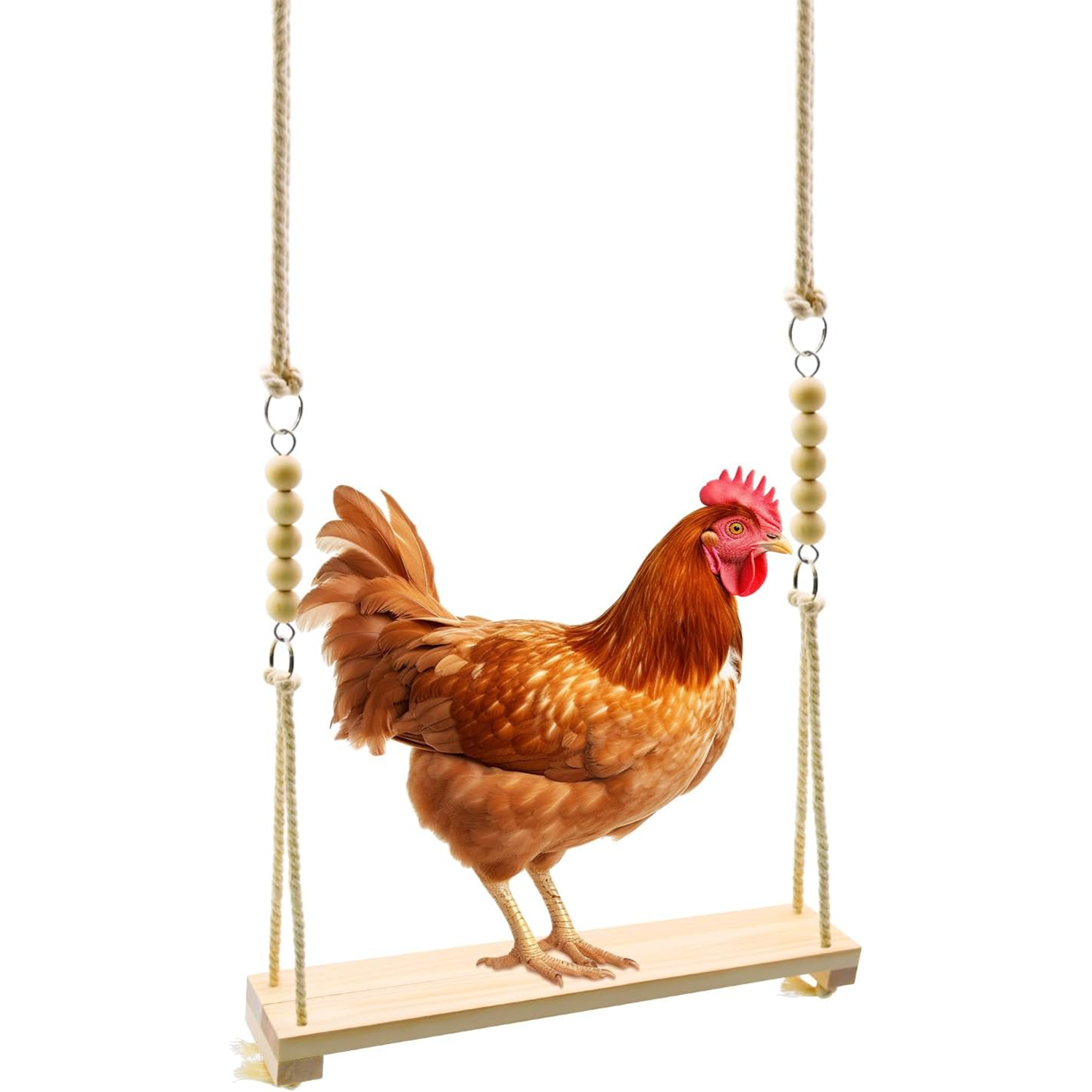 Chicken Swing Toy, Chicken Toy, Wood Chicken Swing Toy, Wood Chicken Swing for Chickens Rooster Poultry Parrots (1Pcs)