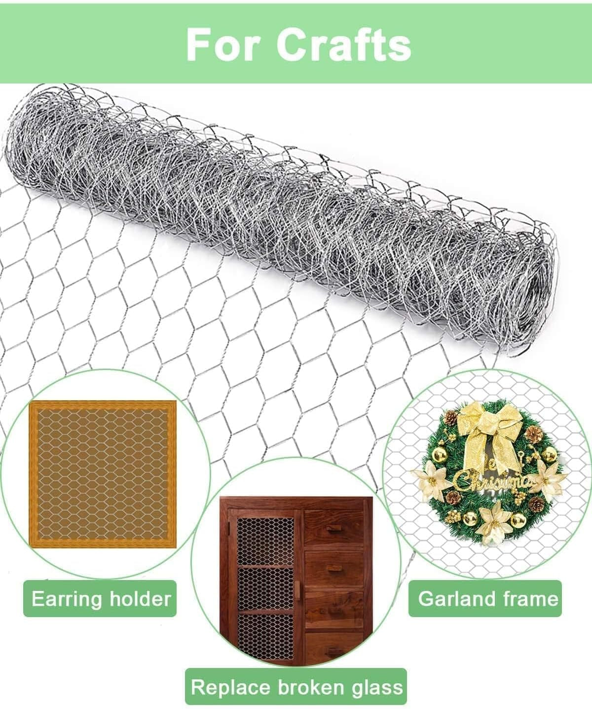 Garden Poultry Chicken Wire Netting - 13.7 '' × 157 '' Garden Fence Animal Barrier, Chicken Wire for Crafts, 1 Inch Mesh Poultry Netting Fence, Pet/Rabbit/Chicken Wire Fencing