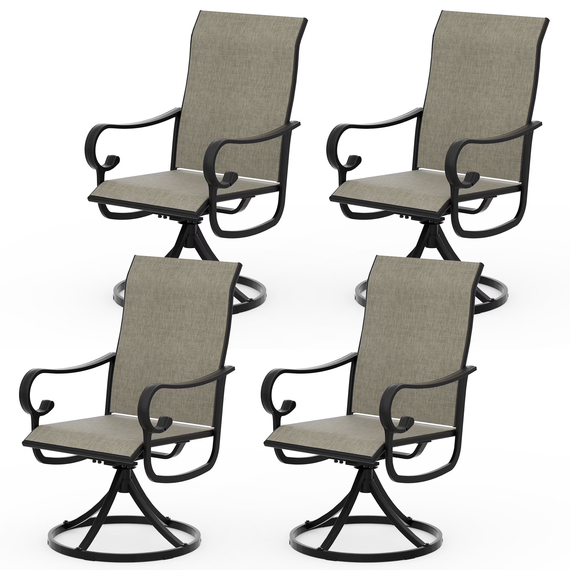 Zidtia Patio Swivel Rocker Chairs Set of 4, High Back Outdoor Dining Chairs with Sturdy Metal Frame, All-Weather Swivel Chairs,Blue