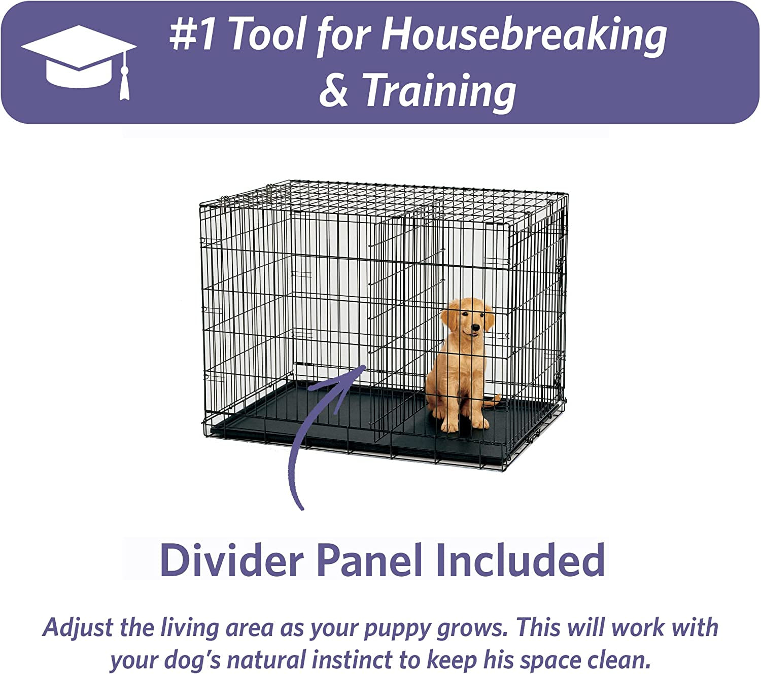 Newly Enhanced Single Door Icrate Dog Crate, Includes Leak-Proof Pan, Floor Protecting Feet, Divider Panel & New Patented Features