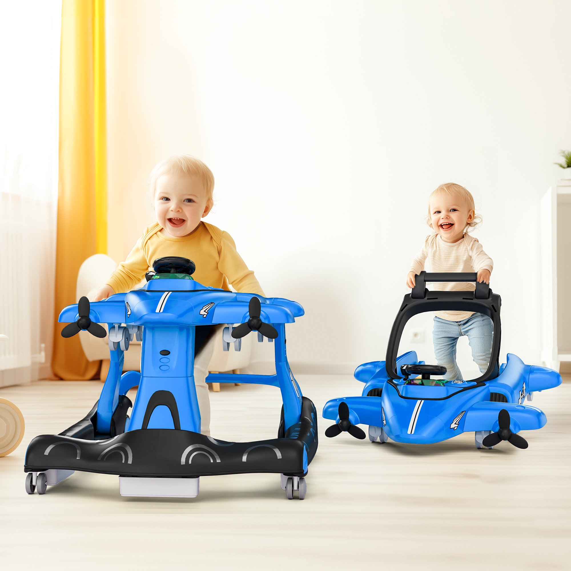 Tolead 4-in-1 Foldable Baby Walker, Activity Push Walker for 6-18 Months, 24" x 29" x 22", Red