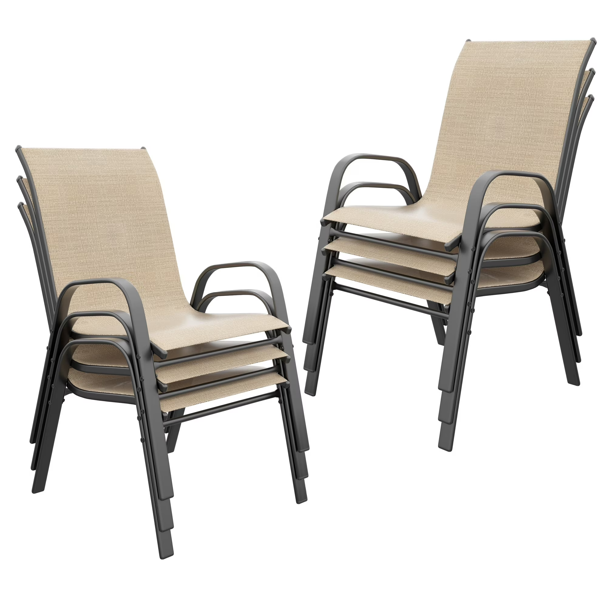 Tolead Outdoor Patio Dining Arm Chairs - Set of 6, Brown