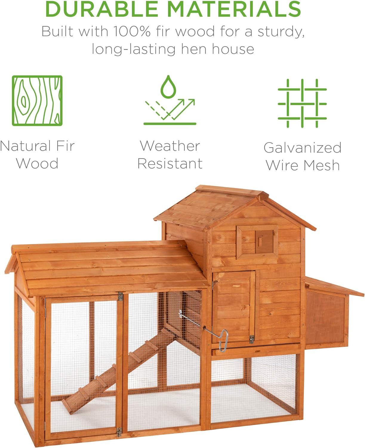 80In Outdoor Wooden Chicken Coop