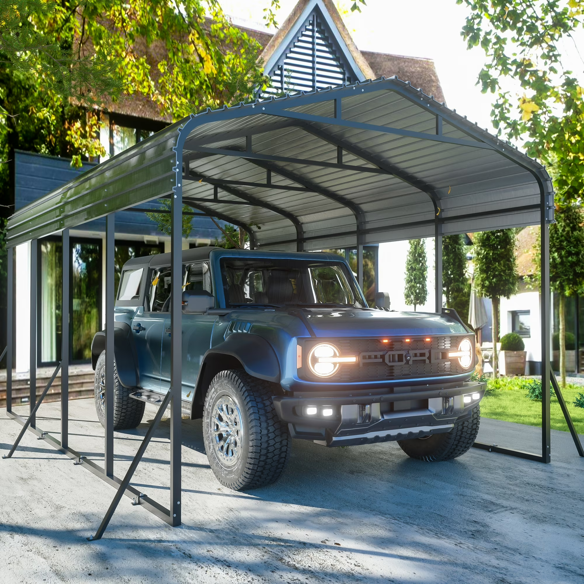 Tolead Heavy-Duty Galvanized Steel Carport – 20x20 FT All-Weather Shelter for Trucks, Boats & Outdoor Storage