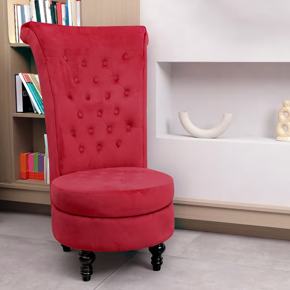 Tolead Royal Velvet High Back Armless Chair w/Storage, Living Room, Furniture, Black