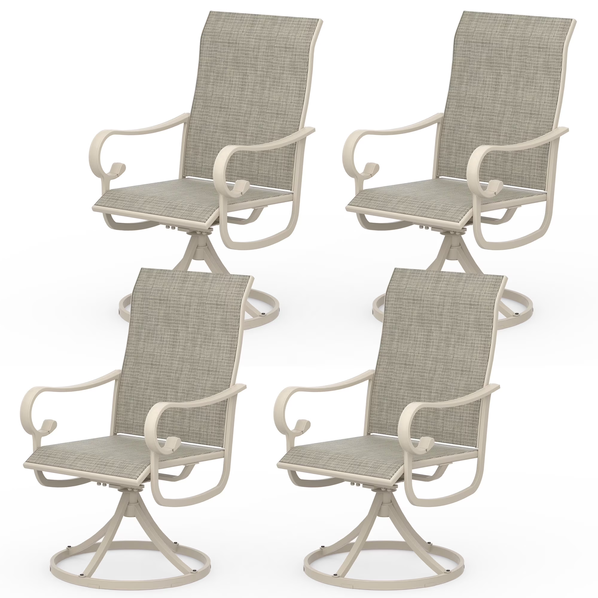 Zidtia Patio Swivel Rocker Chairs Set of 4, High Back Outdoor Dining Chairs with Sturdy Metal Frame, All-Weather Swivel Chairs,Blue