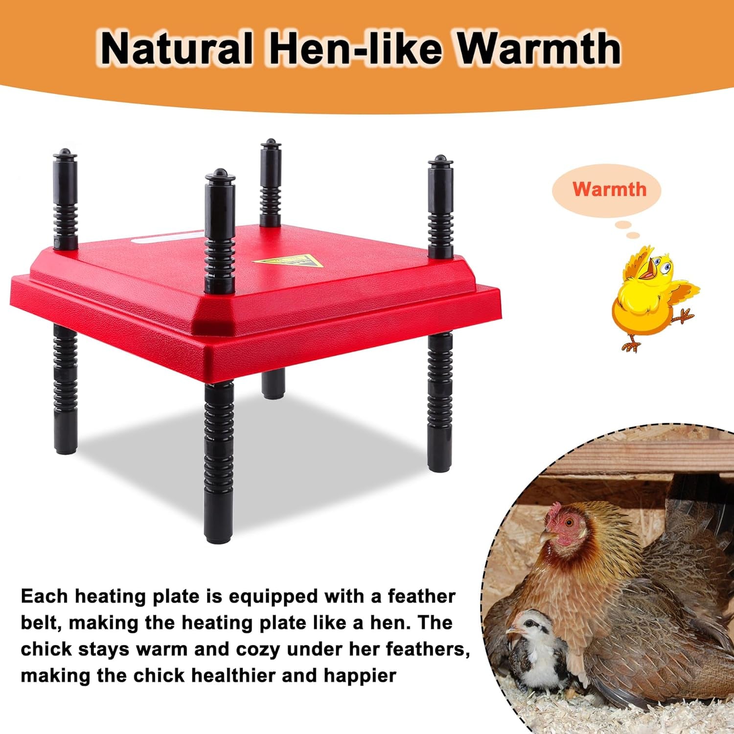 Chick Heater Brooder Plate, 10" X 10" Chick Brooder Heating Plate with Adjustable Heights 9.8 FT Power Cord for Baby Chicken Supplies