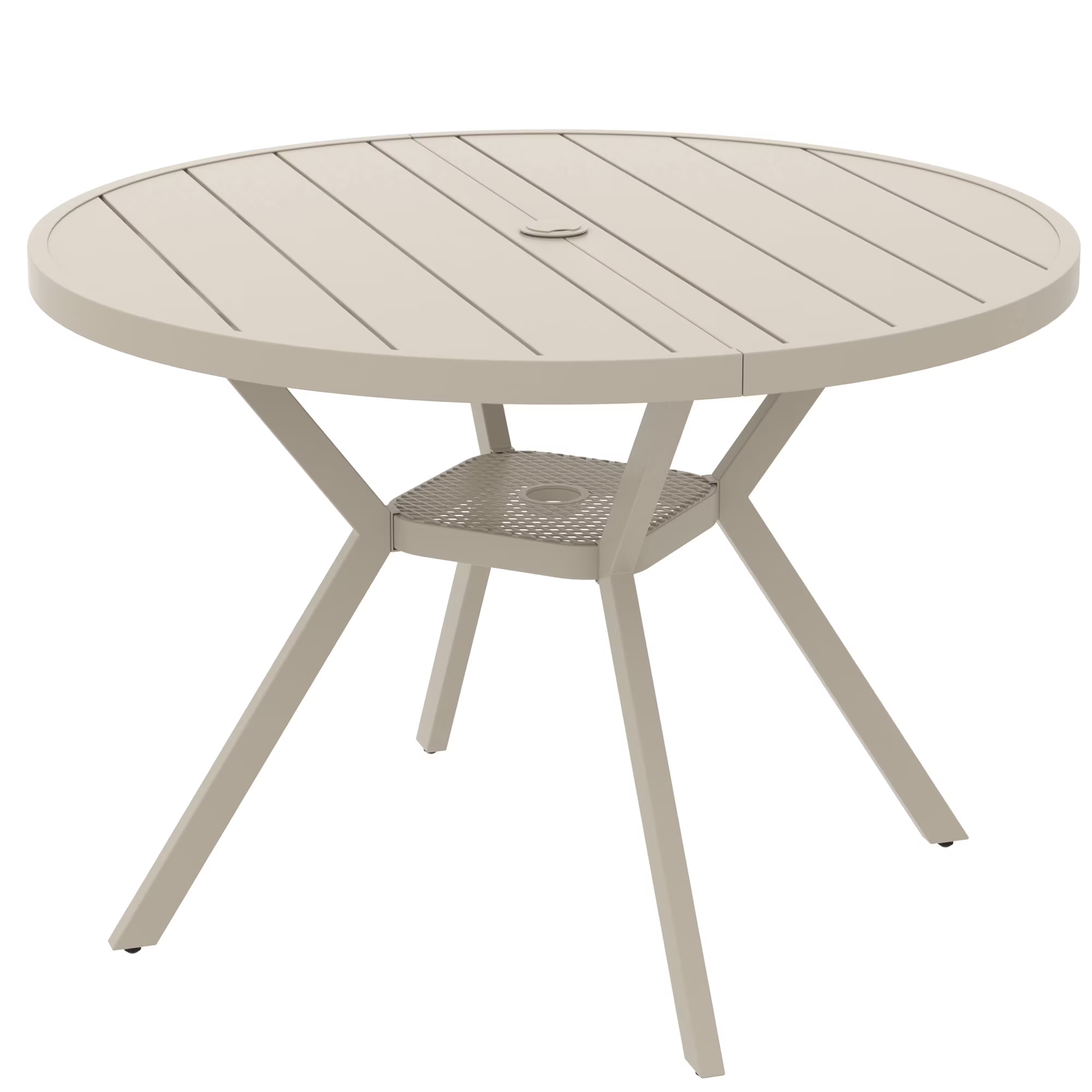 Zidtia 42" Round Outdoor Patio Dining Table, All-Weather Metal Patio Table with Adjustable Umbrella Hole, Weather Resistant Patio Furniture,Grey