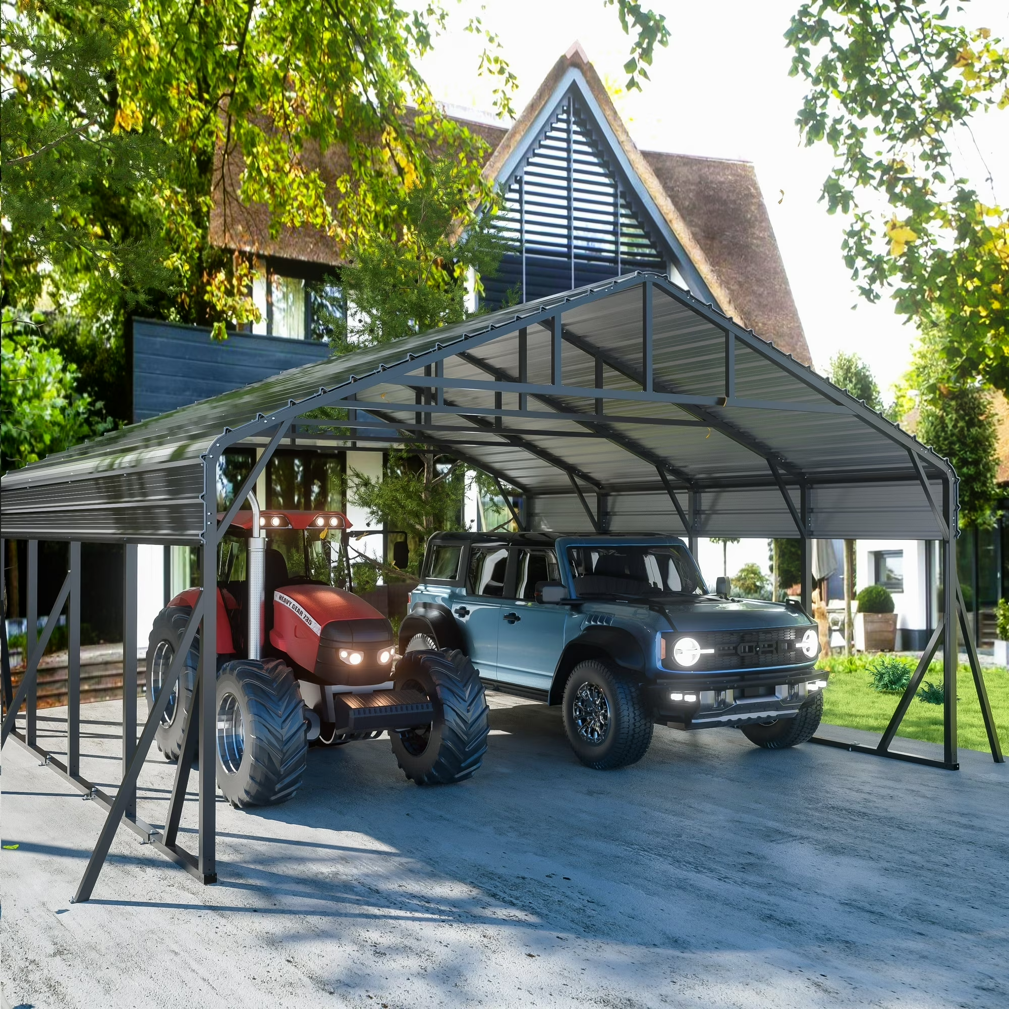 Tolead Heavy-Duty Galvanized Steel Carport – 20x20 FT All-Weather Shelter for Trucks, Boats & Outdoor Storage