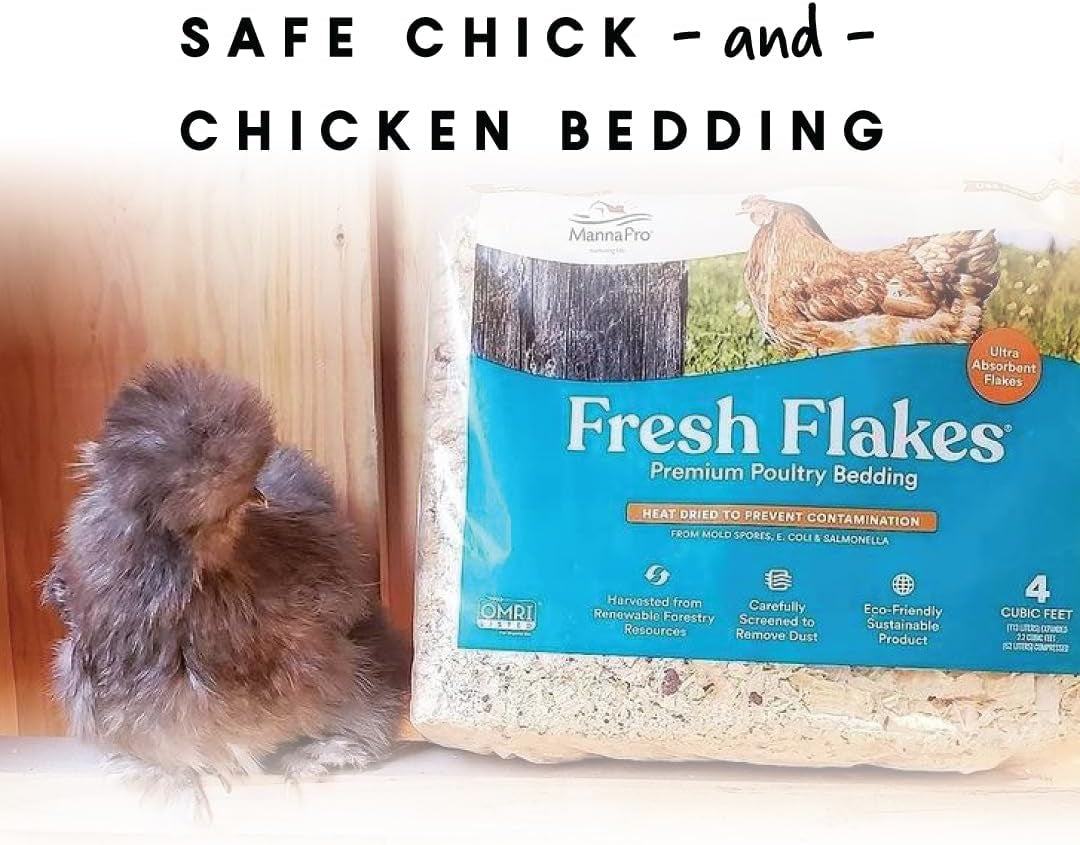 Fresh Flakes | Chicken Coop Bedding | Pine Shavings for Chicken Bedding | 4 Cubic Feet