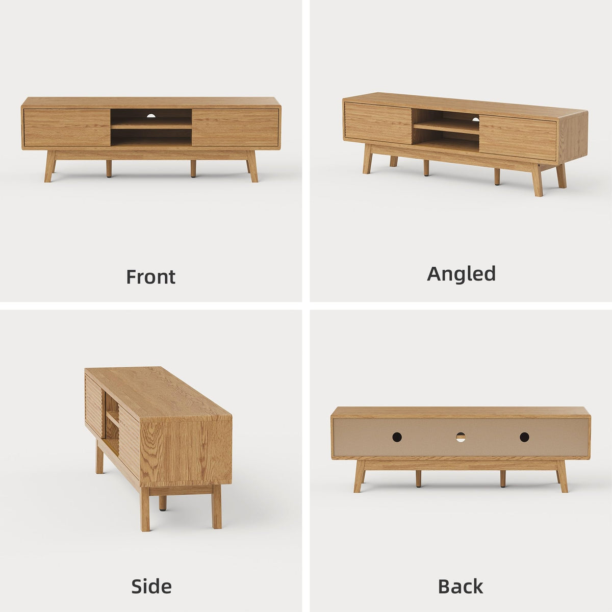 Xilingol 59“ TV Stand for TVs 65”, Mid Century Modern TV Console, Oak