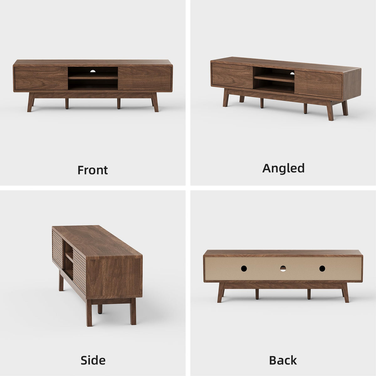 Xilingol 59“ TV Stand for TVs 65”, Mid Century Modern TV Console, Walnut