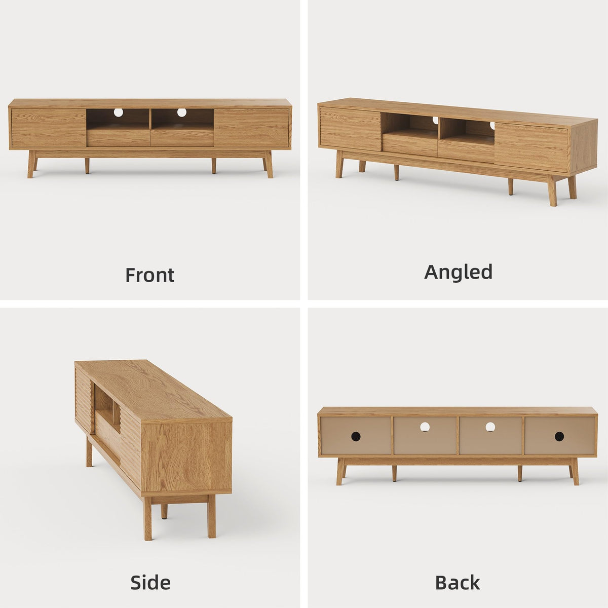 Xilingol 70" TV Stand for TVs 80", Mid Century Modern TV Console, Oak