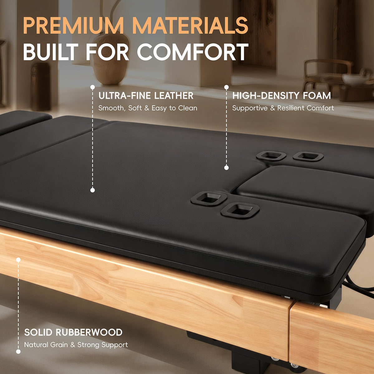 MU Foldable Pilates Reformer Machine for Home, Full-Size Wooden Frame, 5-Spring Resistance, Jumpboard and Box, 500 lb Capacity